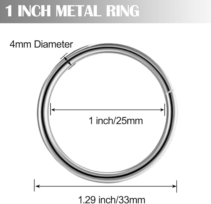 Ewparts Metal Rings for Crafts 1 inch 3 0Pack Small Metal Rings Stainless Steel Welded 4mm Thick Heavy Duty Matel O Ring for Macrame Plant Hanger,Dog Leashes Bulk Small Craft Macrame Ring