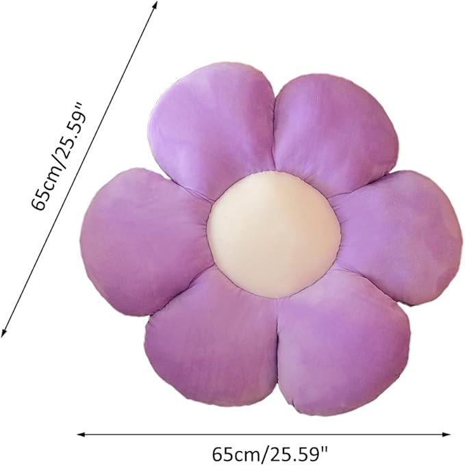 lannery Flower Plush Throw Pillows, Flower Floor Pillow Seating Cushion Toy for Reading, Room, Watching TV (25.6", Purple)