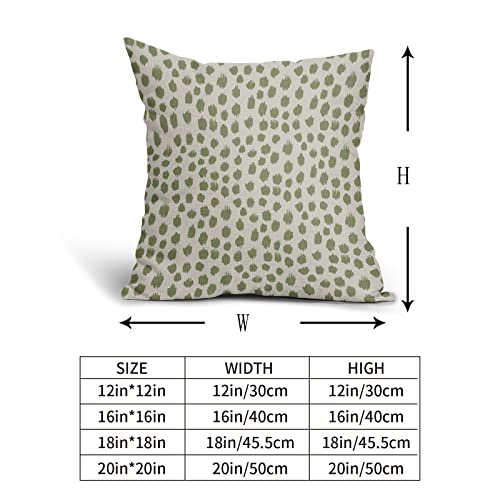 Sage Green Cream Pillow Covers 16x16 Set of 2 Boho Design Polka Dot Throw Pillows Modern Brush Strokes Print Decorative Outdoor Pillowcase Square Cushion Cover Linen Pillow Case for Sofa Couch Bed - color: Sage Green Dots, size: 16" x 16" (Pack of 2)