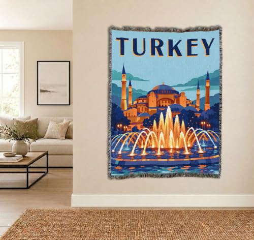 Pure Country Weavers Turkey Travel Blanket - Gift Tapestry Throw Woven from Cotton - Made in The USA (72x54) - color: Turkey Travel, size: 60X80