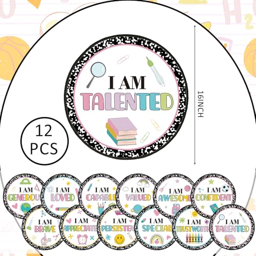 Tinideya 12 Pcs Kids Carpet Circle Seats for Class 16 Inch Round Classroom Rug Back to School Floor Cushions Soft Educational Mat Non Slip First Day of School Learning Playing Areas(Positive) - style: Positive