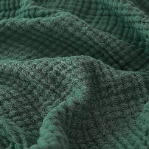 EMME Cotton Muslin Throw Blanket Forest Green 50"x60" Couch Breathable Gauze Blanket Soft Lightweight - color: 09 - Forest Green, size: Throw (50" x 60")