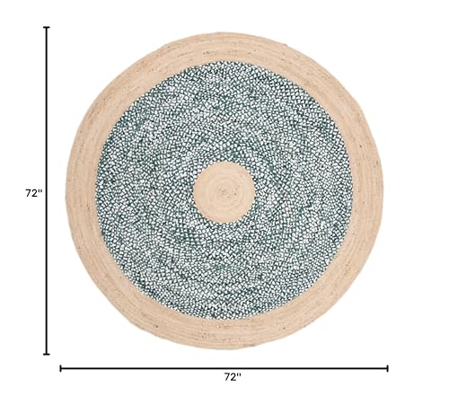 SAFAVIEH Cape Cod Collection 6' Round Rust / Natural CAP210P Handmade Braided Jute & Cotton Area Rug - color: Rust/Natural, size: 6' (Round)