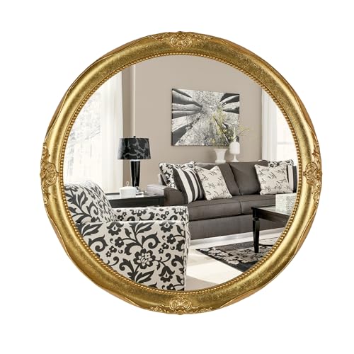 Funerom Vintage Decorative Wall Mirror Hanging Mirror Round (Gold 16 inch) - color: Gold 16 Inch