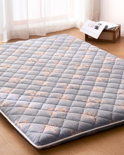 6th Generation Japanese Floor Futon Mattress - Extra-Thick 9-Layer Modern Futon with 100% High-Density Foam, Portable Floor Mattress Sleeping Pad for Adults, Guest Room, Dormitory, Full Size(54"X80") - color: Christmas Deer, size: Full(54"X80")