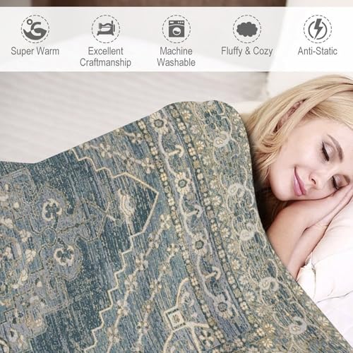 Colorful Southwest Throw Blanket,Boho Aztec Ethnic Abstract Flowers Burlap Linen Farmhouse Pattern Soft Throw Blanket for Couch Sofa Camping Office Travel Home Bedroom Decor All Seasons 30"x40" - color: Boho-5, size: 30x40in