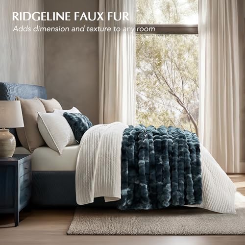 EverGrace Ultra Soft Luxury Fluffy Faux Rabbit Fur Throw Blanket, Thick Warm Bubble Throw for Bed, Cozy Plush Reversible Blankets for Couch, Chair, Sofa, Marble Deep Indigo, 60x80 Inches - color: Deep Indigo Marble, size: 60"x80"