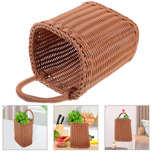 OSALADI Hanging Fruit Basket for Kitchen Wall Woven Storage Basket 11.02X7.08X11.41 Inch Vegetable Organizer with 2 Pack for Home and Outdoor Use