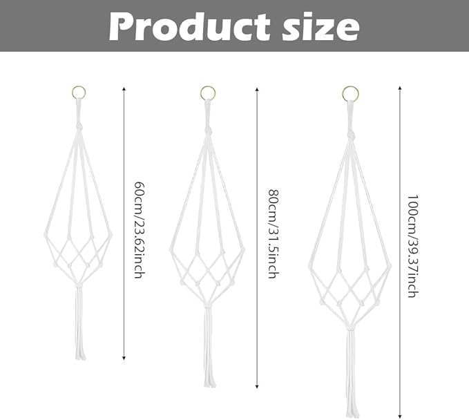 6 Pack Macrame Plant Hanger Indoor Hanging Planter for Plants Holder with 3 Sizes 23.62",31.5",39.37" Crochet Plant Holder Stand,for Home Bedroom Window Farmhouse Decor