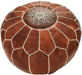 ARTOUARZAZATE Premium Moroccan Leather Ottoman Pouf Cover, Ottoman Footstool Hassock 100% Real Natural Leather pouffe, Home Gifts, Wedding Gifts, Foot Stool (Dark Brown)