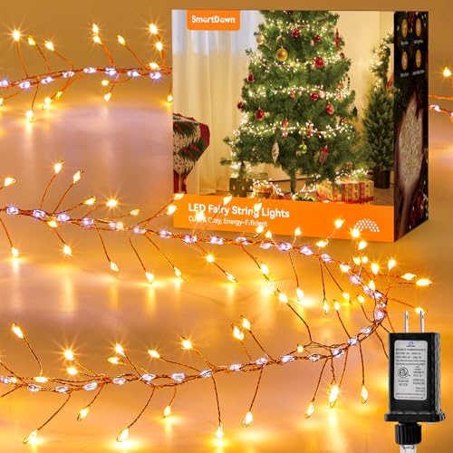 Flowing Fairy Lights Plug in with 14 Modes, 10FT 388LED Twinkle String Lights Indoor, Christmas Tree Lights Indoor Waterproof for Bedroom Christmas Home Room Decor, Warm White + Cool White - color: Warm White & Cool White, size: Flowing - 1pc