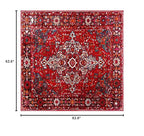SAFAVIEH Vintage Hamadan Collection Area Rug - 5'3" Square, Red & Multi, Oriental Traditional Persian Design, Non-Shedding & Easy Care, Ideal for High Traffic Areas in Living Room, Bedroom (VTH222A)
