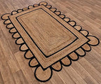 SVI Rug Scallop Pattern Jute Bohemian Area Rug (Black, 3'x5')