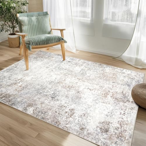 Srugn Washable Rugs 3x5 Area Rugs for Living Room,Bedroom- Non Slip Vintage Entryway Rug for Indoor Entry,Kitchen,Bathroom,Kids Girls Room,Home,Office,Beige Grey - color: Brown-grey-beige-slate, size: 3' x 5' (Rectangular)