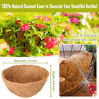 Legigo 6 Pack 14 Inch Hanging Basket Coco Liners Replacement, 100% Natural Round Coconut Coco Fiber Planter Basket Liners for Hanging Basket Flowers/Vegetables - color: 6pcs, size: 14 Inch
