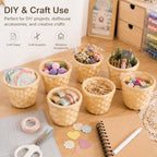 20pcs Small Baskets, Mini Woven Bamboo Basket, Desktop Small Flower Pot Wicker Basket Pencil Holder for Home Office Table Storage Party Favors Crafts Decor, 3.54 x 2.95 inch
