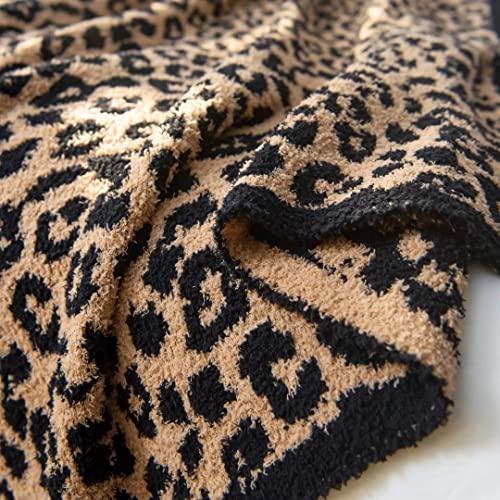 Fluffy Leopard Knitted Throw Blanket for Couch, Lightweight, Soft, Plush, Fluffy, Warm, Cozy - Perfect for Bed, Sofa,Leopard - color: Leopard, size: 51"x71"