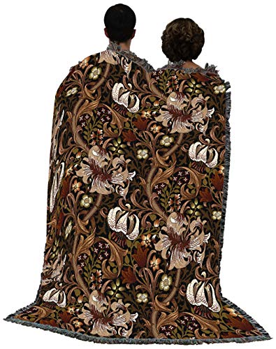 Pure Country Weavers William Morris Golden Lily Sienna Blanket - Arts & Crafts - Gift Tapestry Throw Woven from Cotton - Made in the USA (72x54) - color: Sienna, size: Large