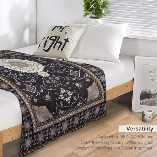 Black Boho Throw Blanket,Abstract Geometric Traditional Ethnic Texture Pattern Soft Throw Blanket for Couch Sofa Camping Office Travel Home Bedroom Decor All Seasons 30"x40" - color: Boho-1, size: 30x40in