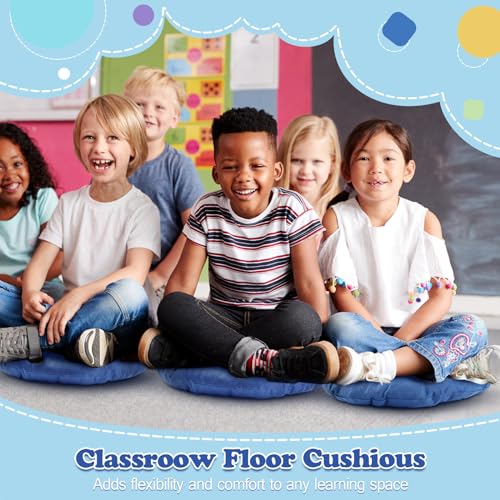 Fumete 8 Pcs 16 Inch Floor Cushions Pillow for Kids Bulk Classroom Round Flexible Seating Floor Cushions for Students Home Daycare School Reading Corner Yoga Meditation Picnic (Jewelry Blue) - color: Jewelry Blue