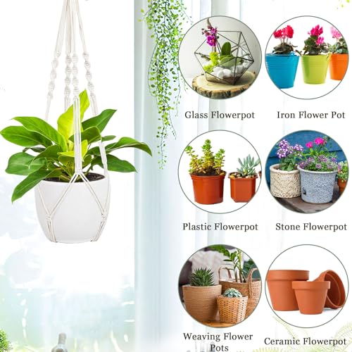 Augshy 27inch Macrame Plant Hanger, 2 Packs Plant Hangers with Hooks, Hanging Planter for Indoor Plants Decorative Macrame Pot Hanger for Home Decor - color: White, size: 27 Inches