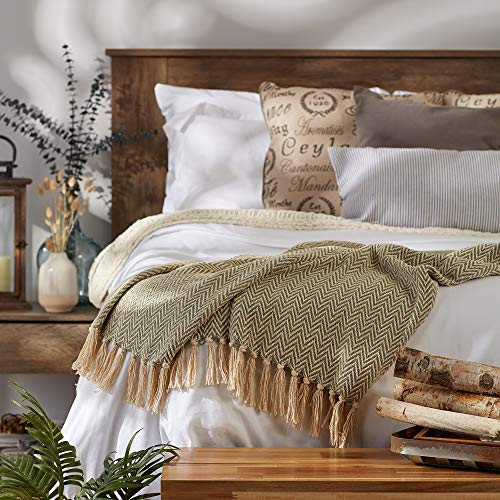 DII Chevron Throw Collection Handloomed Cotton, 50x60, Artichoke - color: Artichoke, size: 50x60"