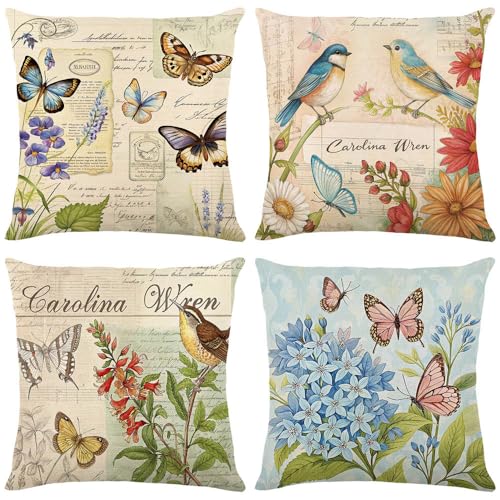 wyooxoo Spring Pillow Covers 16x16 Set of 4 Farmhouse Pillow Covers Outdoor Decorative Throw Cushion Case for Sofa Couch Living Room - color: Color G, size: 16" x 16" (Pack of 4)