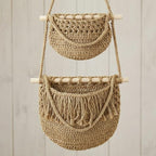 Cabilock 3 Tier Hanging Fruit Basket for Kitchen - Boho Macrame Woven Wall Storage for Onion and Potato, Space-Saving Cotton Rope Produce Organizer for Pantry & Bathroom