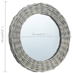 Mirror Natural Wicker, Glass 27.6 in Decorative Inlays Mirror, Mirrors, 287629