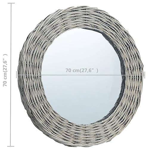 Mirror Natural Wicker, Glass 27.6 in Decorative Inlays Mirror, Mirrors, 287629