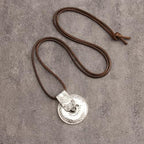 Leather Necklace for Women Long Boho Pendant Hippie Choker Necklace Bohemian Layered Leather Rope Wooden Jewelry Gifts - style: Boho Silver Pendant