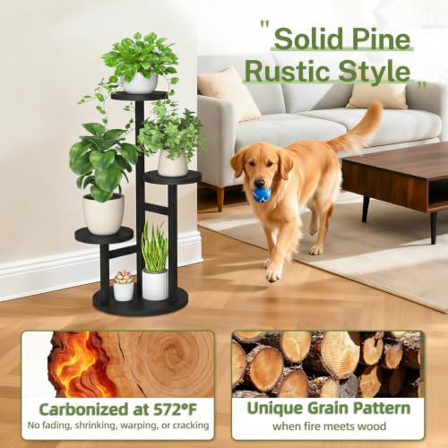 iDavosic.ly 3 Tier Plant Stand Indoor, Tiered Corner Wood Multiple Flower Holder Shelf, Tall Orchid Display Rack for Living Room Bedroom, Black - color: Pine Black, size: 3 Tiers