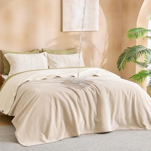 Bedsure Waterproof Blanket for Bed Queen Size 86"x90"- Soft Flannel Fleece Leakproof Throw Blanket, Couch Cover Protector for Large Dogs Pet for Camping, Travel, Cream - color: Cream, size: Queen(86x90")