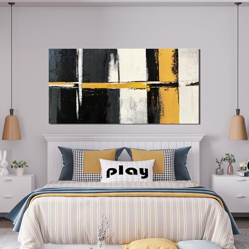 Canvas Wall Art Decor Wall Art Pictures for Living Room Abstract Art Work Black and White Wall Art Decor Modern Black Yellow Abstract Wall Art Prints For Bedroom Office Kitchen Home Wall Decor 20"x40" - color: XY-F, size: 40"L x 20"W