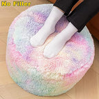 Asuprui Pouf Ottoman Unstuffed Round Bean Bag Poof Ottoman Seat Soft Faux Fur Footrest Stool 20x20x12 Inches Fuzzy Chair Floor Chair Foot Rest with Storage for Living Room Bedroom Rainbow Pouf Cover - color: Rainbow