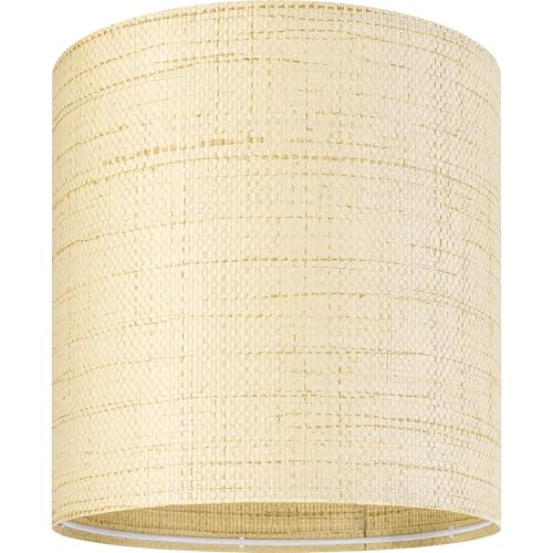 GO&SO Set of 2 Cylinder Drum Lamp Shades Farmhouse Lampshades, 10" L x 10" H (E26 Spider), Woven Lampshades for Table Lamp & Bedside Lamps,Replacement Lamp Shade In Hand Crafted,Easy Assembly Required - color: Hand-woven fabric, size: 10*10*10IN-2PC