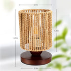 Handmade Rattan Lamp Boho Table Lamp for Bedroom, Small Woven Lamps for Night Stands with Warm White LED Bulb, Coastal Boho Lamp for Living Room Reading Nook Office Desk, 12cm Shade 20cm Height - color: Bohemian