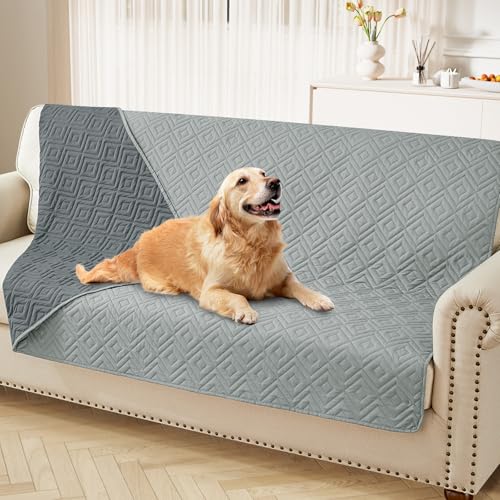 hyha Waterproof Dog Blanket, Soft Pet Bed Blankets, Waterproof Sofa Couch Cover for Dogs Washable, Reversible Pet Couch Covers for Sofa Furniture (52x82 Inch, Grey/Dark Grey) - color: Grey+dark Grey, size: 52x82 Inch