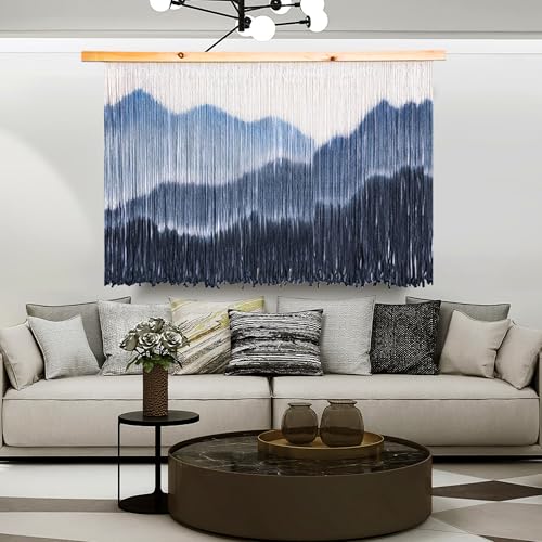 laddawan Extra Large Boho Wall Decor For Bedroom Macrame Wall Hanging Dip-Dyed Tapestry Modern Wooden Home Wall Art For Living room (black3) - color: black3