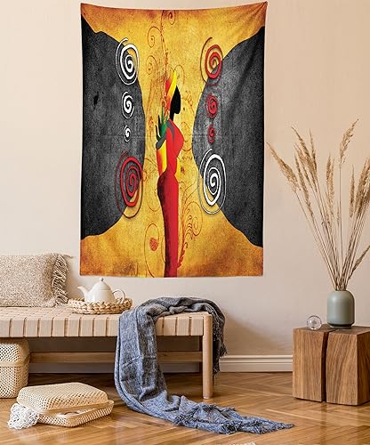 Ambesonne African Tapestry, Traditional Woman Surrounded by The Swirling Motifs of Savannah Female Carrying a Package Artwork, Wall Hanging for Bedroom Living Room Dorm Decor, 40" X 60", White Brown - color: White Brown, size: 60"L x 40"W