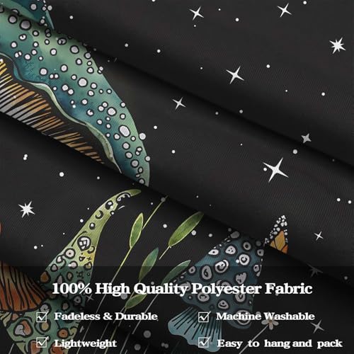 Accnicc Vintage Mushroom Tapestry Hippie Plant Butterfly Wall Tapestry for Bedroom Aesthetic Fantasy Moon Starry Night Snail Small Tapestries Wall Hanging for Dorm Living Room Decor 48 × 36 Inch - color: Black Blue, size: 48"L x 36"W