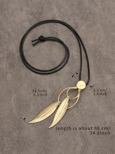 Leather Necklace for Women Long Boho Pendant Hippie Choker Necklace Bohemian Layered Leather Rope Wooden Jewelry Gifts - style: Leather Vintage Necklace