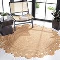 SAFAVIEH Natural Fiber Round Collection 4' Round Natural NFB307A Handmade Boho Country Charm Jute Area Rug - size: 4' (Round)