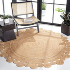 SAFAVIEH Natural Fiber Round Collection 4' Round Natural NFB307A Handmade Boho Country Charm Jute Area Rug - size: 4' (Round)
