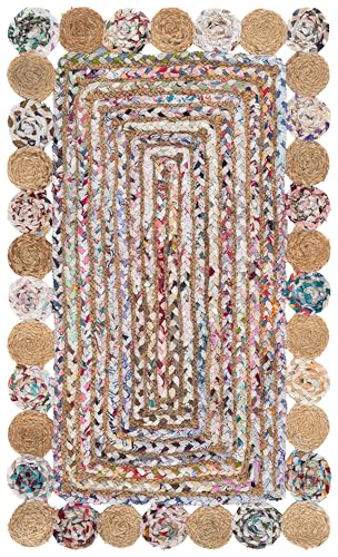 SAFAVIEH Cape Cod Collection 2' x 3' Beige / Multi CAP201B Handmade Boho Braided Jute & Cotton Entryway Living Room Foyer Bedroom Accent Rug - color: Beige/Multi, size: 2' x 3' (Rectangular)
