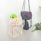 Macrame Plant Hangers with Tassels Indoor Hanging Planters Basket Handmade Cotton Rope Flower Pots Holder Stand Boho Home Decor Outdoor Decorations Round Yellow