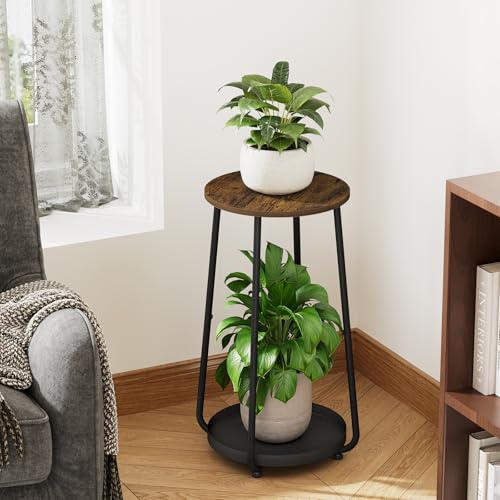 YINMIT Plant Stand Indoor, 2 Tier Wood Plant Stand, 23" Tall Vertical Flower Pot Stand, Round Corner Plant Shelf, Planter Pot Holder for Balcony Garden Patio Living Room - size: 23.2 In