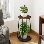 YINMIT Plant Stand Indoor, 2 Tier Wood Plant Stand, 23" Tall Vertical Flower Pot Stand, Round Corner Plant Shelf, Planter Pot Holder for Balcony Garden Patio Living Room - size: 23.2 In