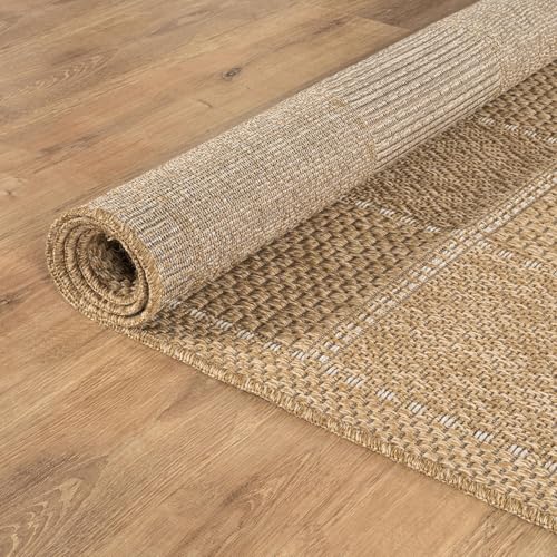 Beverly Rug Easy Jute Checkered Squared Entry Rug 2x3 Washable Durable Indoor Outdoor Area Rugs for Living Room Patio Office Stain Resistant Non Shedding Casual Indoor Outside Carpet 2 x 3 Natural - color: Squared/Natural, size: 2' x 3' (Rectangular)