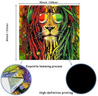 Simsant Rasta Rastafarian Tapestry Lion Head Bob Wall Hanging Backdrop for Living Room Bedroom Dorm Psychedelic Decor 90"x84" - size: 90"L x 84"W